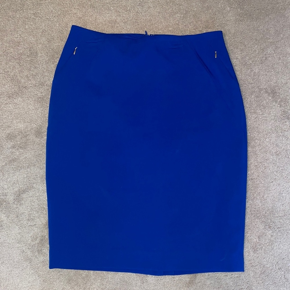 The Limited pencil skirt in Royal Blue w/ back zip, flat front and faux pockets